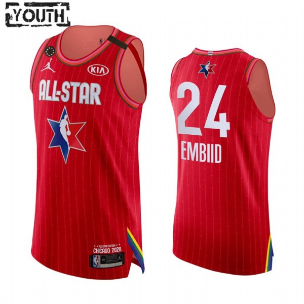 NBA Philadelphia 76ers Trikot Joel Embiid 24 2020 All-Star Jordan Brand Kobe Forever Rot Swingman - Kinder